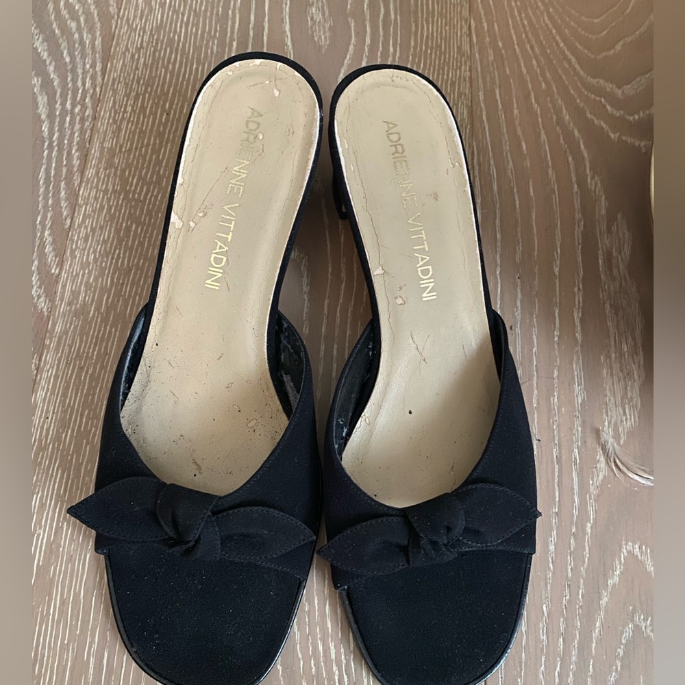 Black Kitten Heels with Bow Size 8